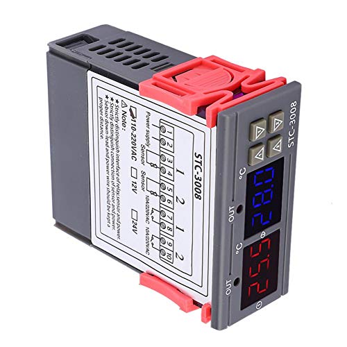 Digital Temperature Controller, Stc-3008 Temp Control Thermostat Sensor With Dual Ntc Adjustable Heating Cooling Thermostat(12V) #TOP2
