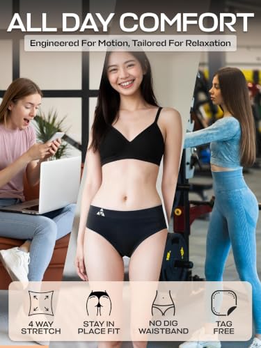 Image of Balanced Tech Moisture Wicking Underwear for Women, Seamless Workout Hipster Brief Bikini Panties