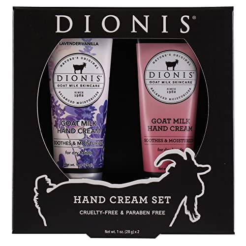 Dionis Goat Milk Skincare Lovely Lavender Hand Cream Set Of 2- Lavender & Love Scented 1Oz Mini Lotions Gift Box For Dry Hands - Paraben Free Travel Size Moisturizer Packed With Vitamins & Minerals #TOP22