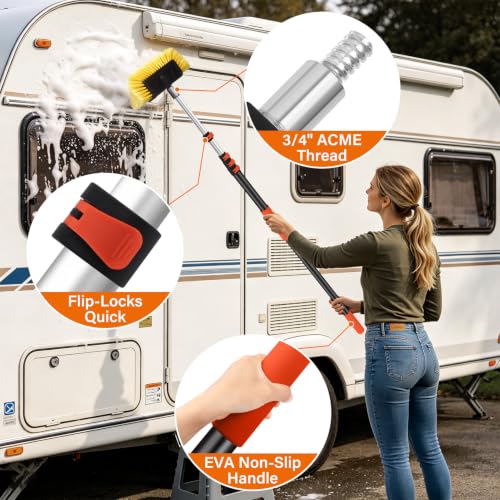 12FT Car Wash Brush with Long Handle,Car Clean Kit with 12in Soft Brush by ACTREY - Used condition - Image 5