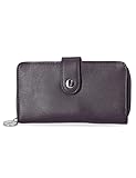 Nautica Be Shore Zip Around Wallet for Women RFID Vegan Leather Clutch, Bifold Organizer with Phone Holder, Card Slots, and Checkbook Pocket, Plum