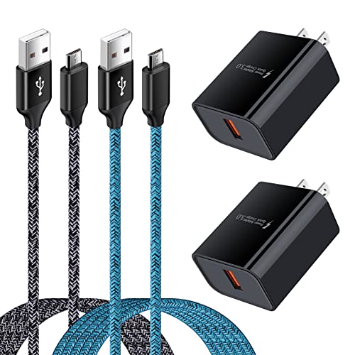 Micro USB Charger with Wall Plug Android Phone Charger Fast Charging for Samsung Galaxy S7 S6 J8 J3, 7V/J7 Prime/Star/Sky Pro/Refine, Moto E E5 E4 Plus/Play,E5 Supra,G5 G5S G4 Plus/Play,G6 Play/Forge