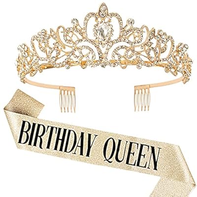 DRESHOW Corona y Fajín de Cumpleaños para Mujer Fajín de Reina de Cumpleaños y Tiara de Strass Set Tiaras y Fajines de Cumpleaños para Niñas Decoraciones de Cumpleaños Accesorios para el Pelo | Ya disponible en tu tienda friki favorita! En mundofriki.es!
