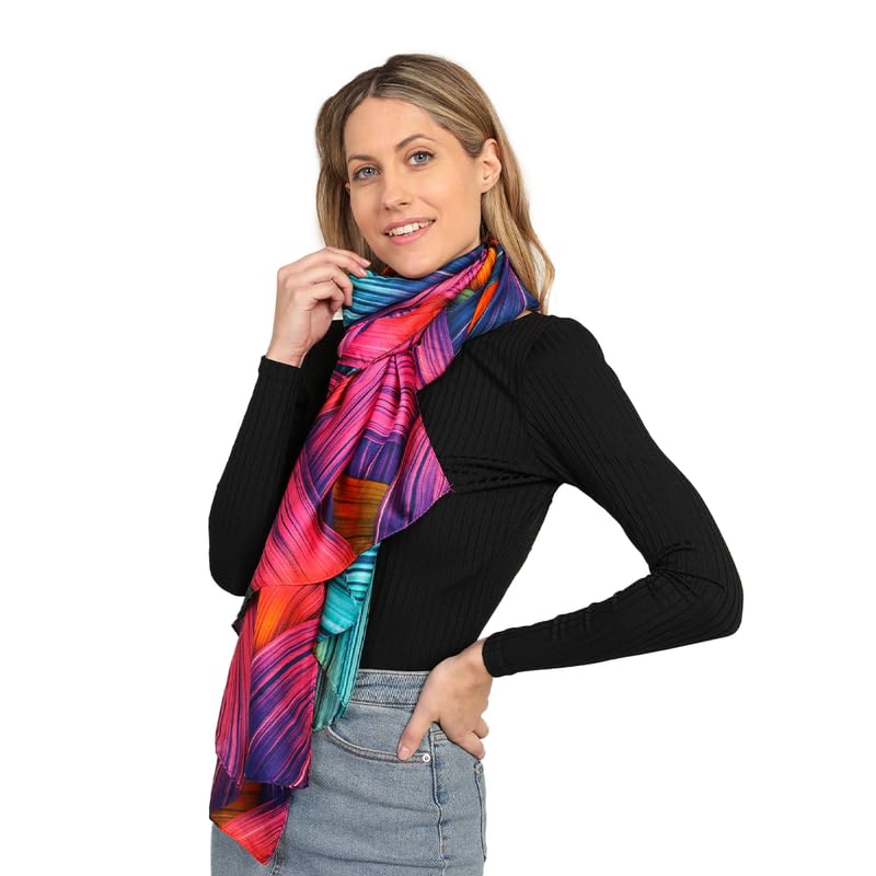 Image of Trillion London Spring Collection | Designer Silk Scarf For Women UK | Lightweight Neck Scarves | Shawl Wraps | Suitable for Daily Life | Smooth & Soft Finish | Gift for Women | Size-180cm x 90cm