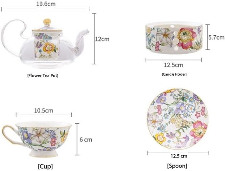 English Afternoon Tea Set Flower Teapot Household Ceramic Glass Fruit Pot with Filter