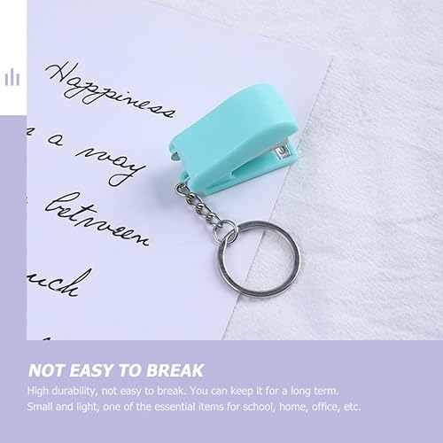 Miniatura 5 de Grapadora de llaveros con llavero: 4 piezas mini grapadora carpeta de encuadernación de papel clip con agujas de tirón para colgar grapadora