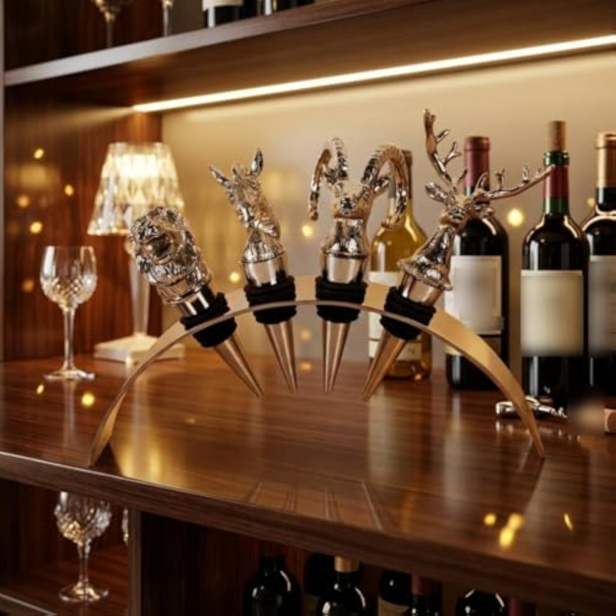 4 Pieces Transparent Acrylic Creature Head Wine Stopper Set