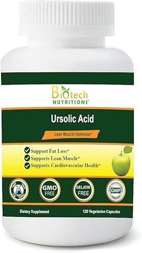 Ácido ursólico 200 mg sin gelatina sin OMG, fabricado en Estados Unidos, 120 unidades