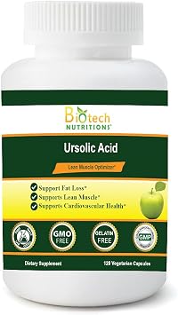 Ursolic Acid 200 mg Gelatin Free Non-GMO Made in USA, 120 Count