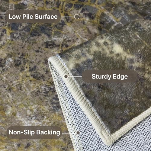 Area Rugs 8x10 for Living Room Bedroom, Modern Abstract Honeycomb Geometric Design, Machine Washable Rug, Large Soft Low Pile Floor Cover with Non Slip Backing for Dining Room, Brown/Tan