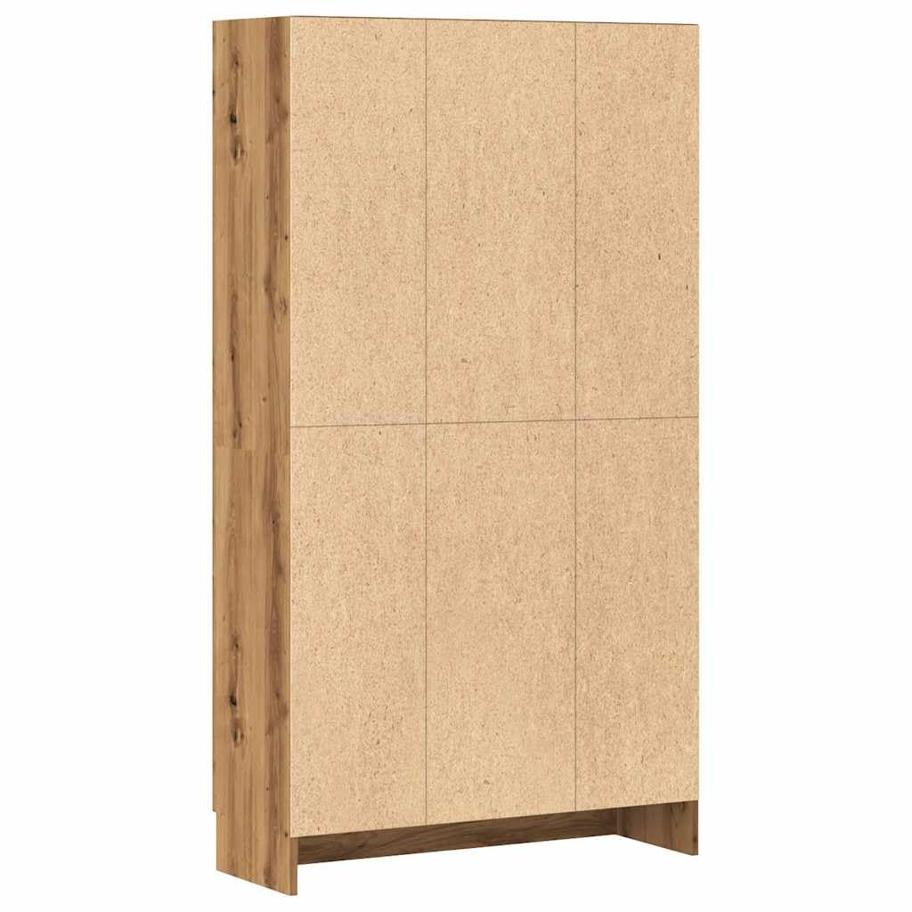 Bücherschrank Artisan-Eiche 82,5x30,5x150 cm Holzwerkstoff Standregal mit Tür 4 Etagen Bücherregal für Wohnzimmer Schlafzimmer Büroorganisation