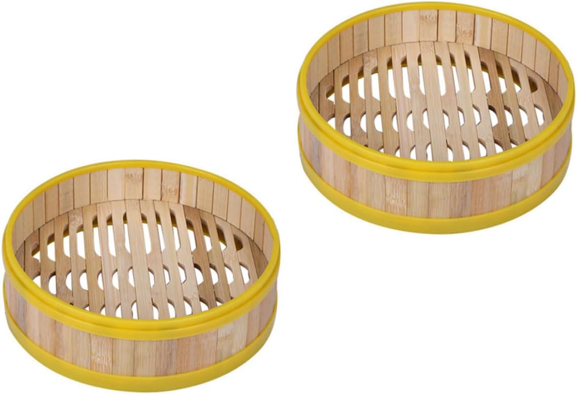 2pcs Bamboo Steamer Basket Reusable Steamer Rack for Cooking Food Kitchenware