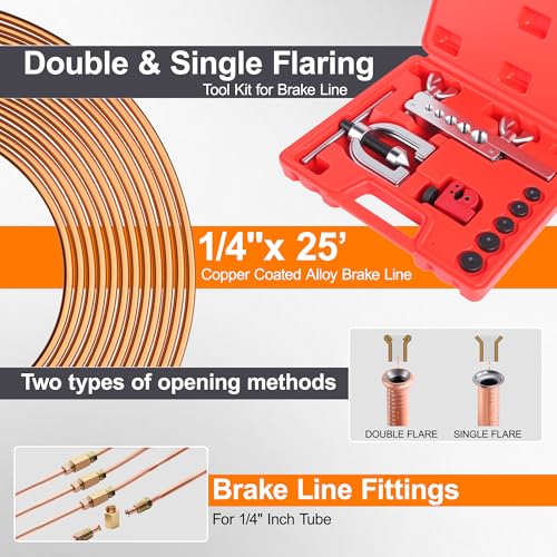Ailbiuko 1/4" Brake Line Repair Kit with 32Pcs Fittings & 25 FT Tubing by Ailbiuko - Image 2