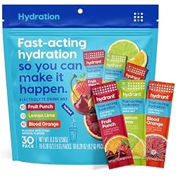 Hydrant - Hydration Powder Variety Pack, 30 Individual Instant Electrolyte Rehydration Packets - Low Sugar Drink Mix for Daily Use, Travel & Workouts
