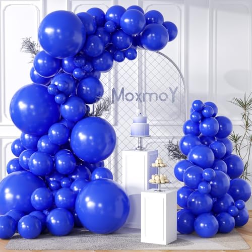 MOXMAY 102 Pieces Royal Blue Balloons 18In 12In 10In 5In Different Sizes Party Balloon Kit for Birthday Halloween Christmas Wedding Baby Shower Bride Party Decoration (Royal Blue)