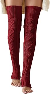 Women's Cable Knit Thigh High Leg Warmer Socks Over Knee High Footless Boot Stockings