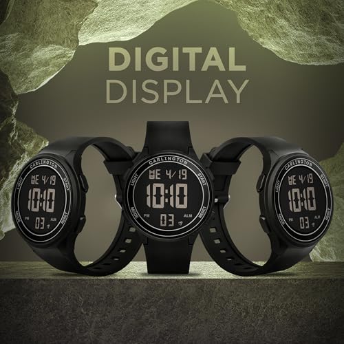 Image of Carlington Digital Sports Watch, Alarm, Stopwatch, Calendar, Water-Resistant, Shock-Resistant, Back Light Display Watch for Men