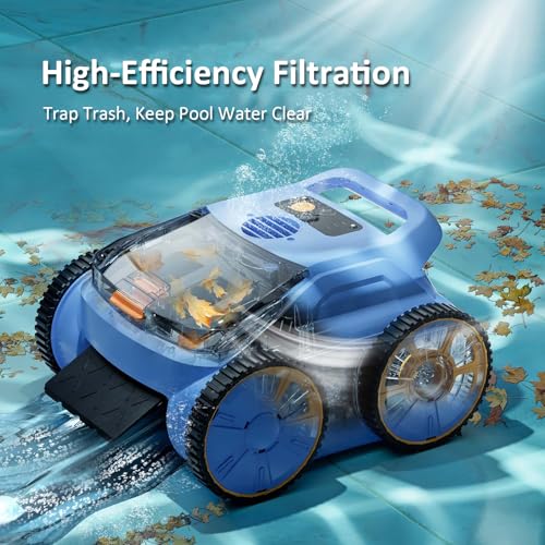 Pool Vacuum for Above Ground Pool Made by Seauto, Pool Vacuum for Inground Pools Cleans Up to 2000 Sq.ft, Pool Robot Vacuum Lasts Up to 180 Mins, Pool Cleaner for Wall, Floor and Auto Mode