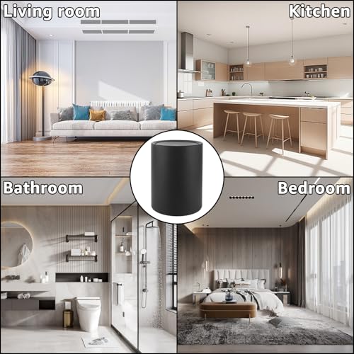 AKOLAFE Mülleimer Bad Schwarz 8L, Badezimmer Kosmetikeimer BPA-frei, Kunststoff Abfallbehälter Mit Schwingdeckel für Badezimmer, Büro (26x22x16.5cm)