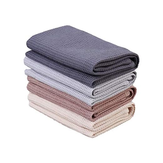 PY HOME & SPORTS Dish Towels Set, 100% Cotton Waffle Weave Kitchen Towels 4 Pieces, Super Absorbent Kitchen Hand Dish Cloths for Drying and Cleaning (17 x 25 Inches, Set of 4)