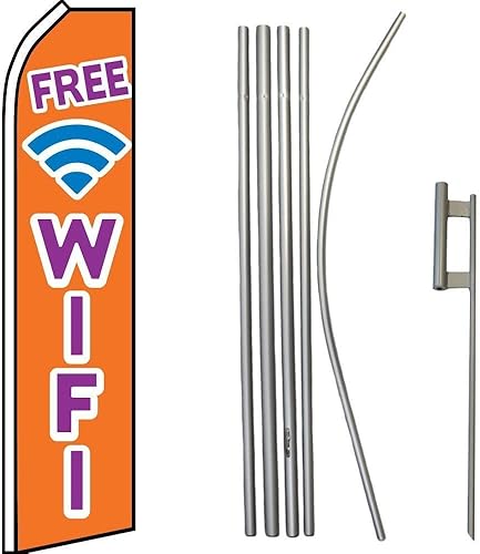 Premium WiFi Orange   Pink Swooper Flag & 16ft Flagpole KitGround