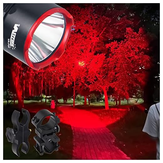 VASTFIRE Red Predator Light Brightest Hunting Lights 500 Yard Spotlight Flashlights 1 Mode Flash Light with Pressure Switch Picatinny Scope Mount Long Throw