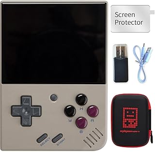 جهاز تشغيل ألعاب فيديو رقمية رترو ميني بلس من ميو، محمول باليد، شاشة IPS 3.5 بوصة مع بطاقة 128GB، أكثر من 12000 لعبة، نظام لينكس، دعم واي فاي باتل (لون رمادي، 128G)