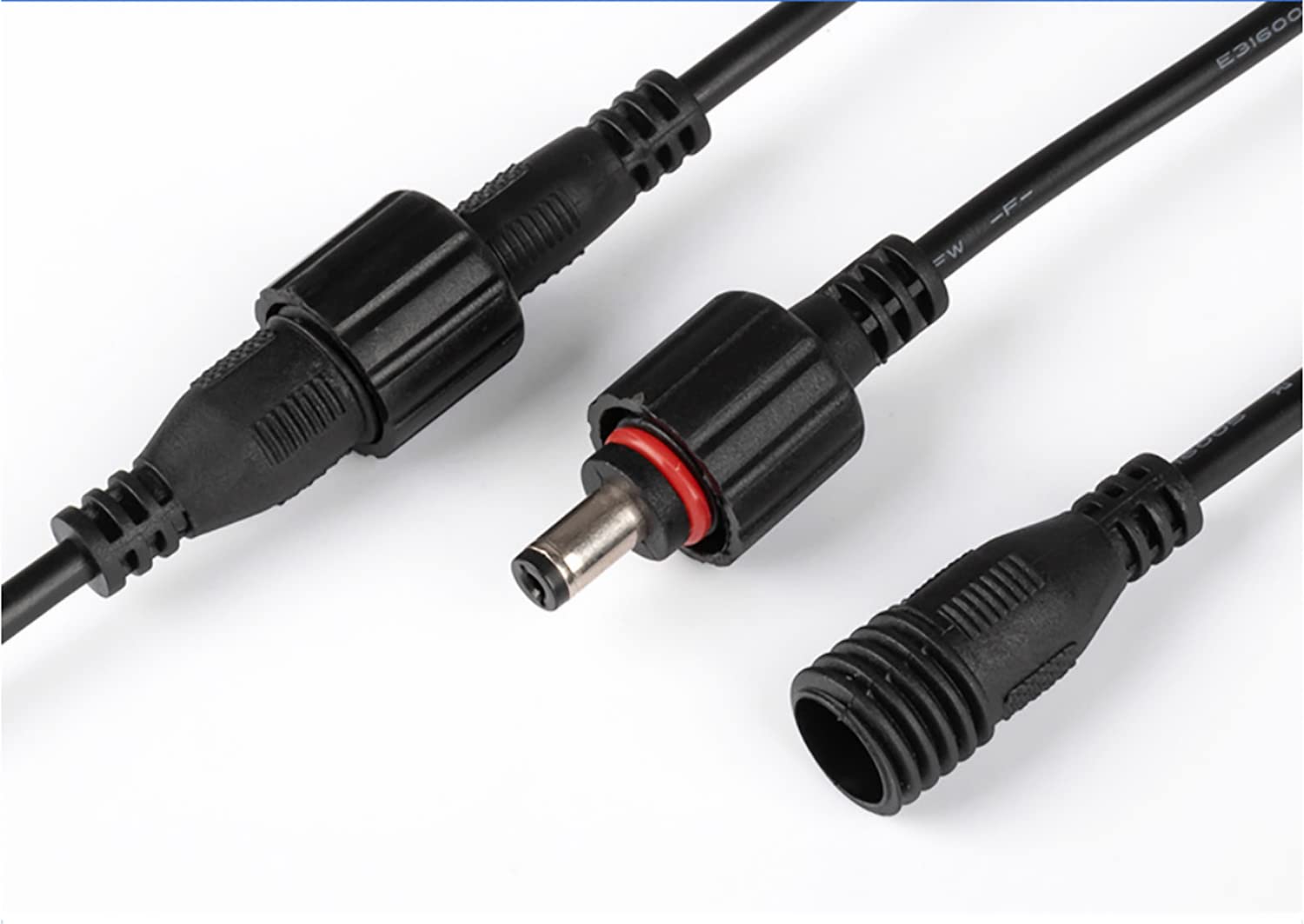 Cavo Prolunga DC Impermeabile IP67 5.5x2.1mm – 3 Metri, Per Luci Solari E LED Esterni, 2 Pezzi Nero