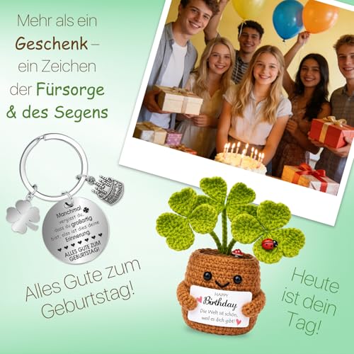 Farbeele Plante positive et porte-clé porte-bonheur - Cadeau d'anniversaire pour femmes et hommes - Poupée positive - Cadeau d'anniversaire – vue 7