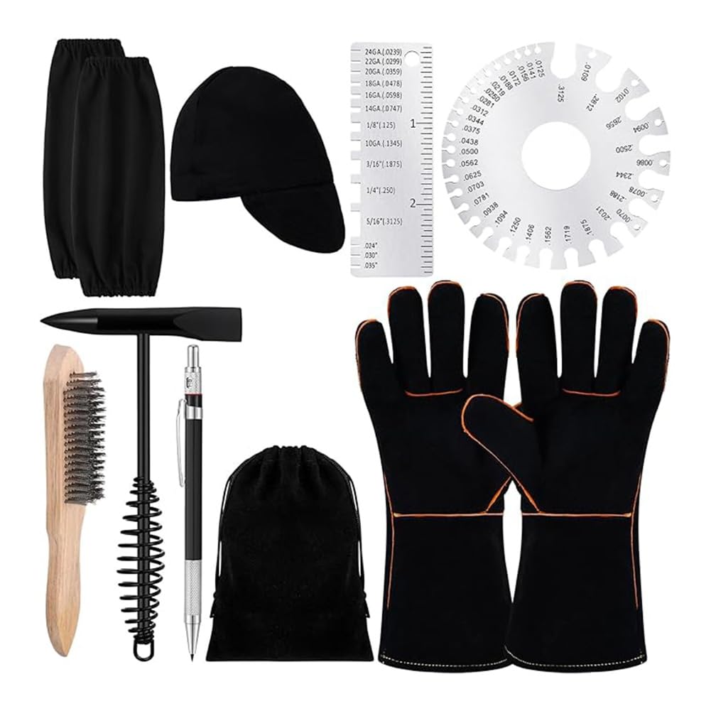 Marteau de soudeur anti vibration et brosses pour enlever le laitier de soudure 9 pièces