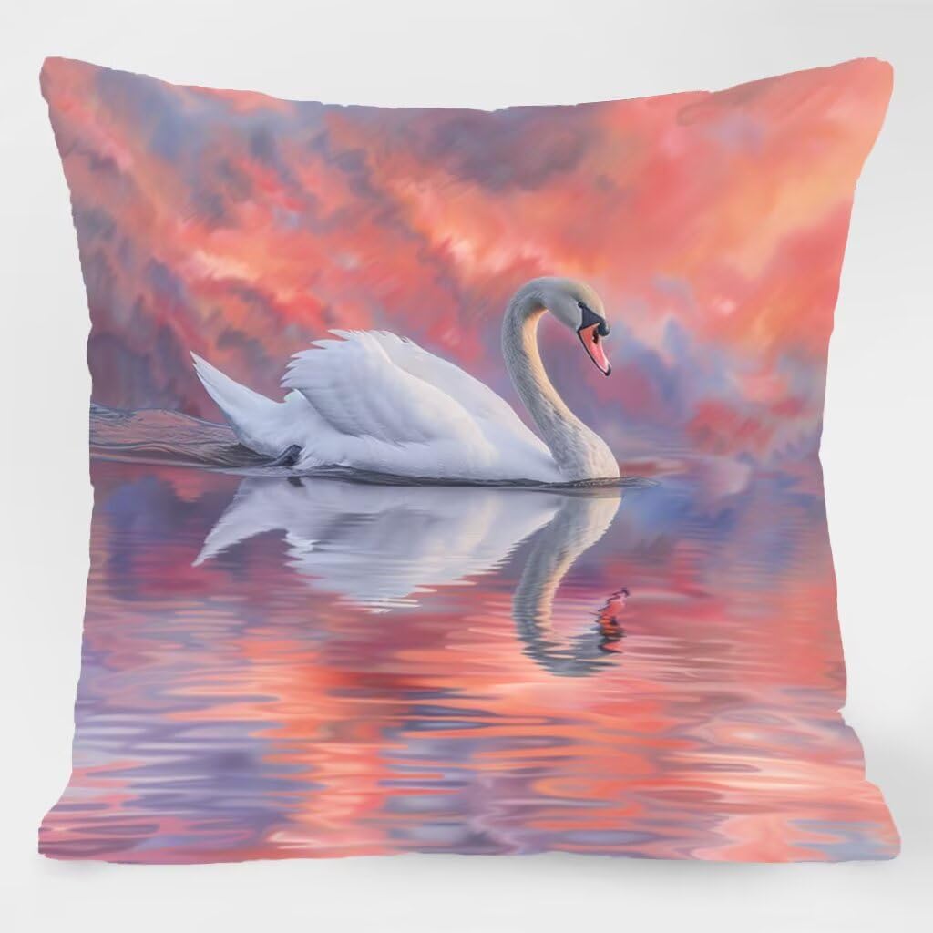 Poszewki na poduszki 66 x 66 cm, łabędź poduszki outdoorowe wodoodporne kwadratowe poszewki na poduszki 4 sztuki, letnie dwustronne poszewki na poduszki dekoracyjne do dekoracji domu ławka sofa