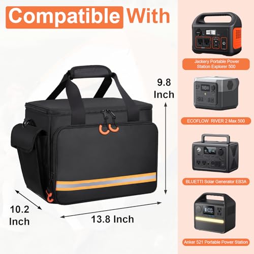 Portable Station Bag Compatible with Jackery Portable Power Station Explorer 500, With Plenty of Room for Accessories, Waterproof and Non-slip Bottom, and Abrasion-resistant Nylon Fabric
