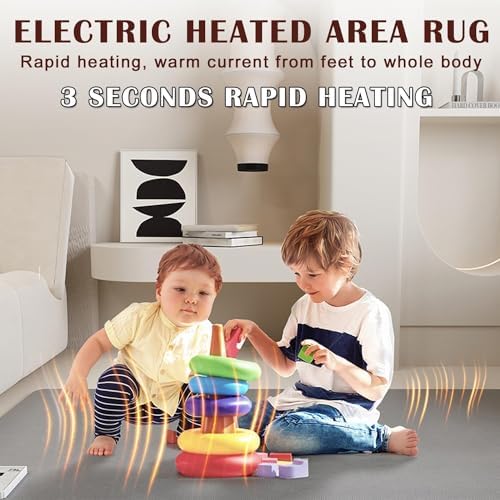 MOFGOE Infrared Radiant Floor Heater, Electric Heated Large Area Rug, Heated Floor Carpet, Heated Floor Mats, for Indoor Living Room Bedroom,39‘’x79‘’