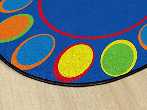 Flagship Carpets Sitting Spots Seating Oval Area Rug for Children's Classroom or Kids Playroom, and Home Learning Carpet, Seats 20, 6' x 8'4", Blue - Thumbnail 5
