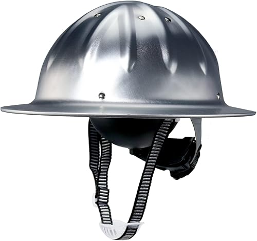 Casco de seguridad de aluminio con suspensiones de trinquete, gorra de seguridad plateada, talla única, se adapta a la mayoría