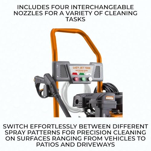 Petrol Pressure Washer - 8M Hose with 4 Spray Nozzles - 3.5L Detergent Tank - 185 Bar, 8L / Min Flow Rate - 7BHP Petrol Engine - Driveway/Patio/Path/Vehicles - Image 5