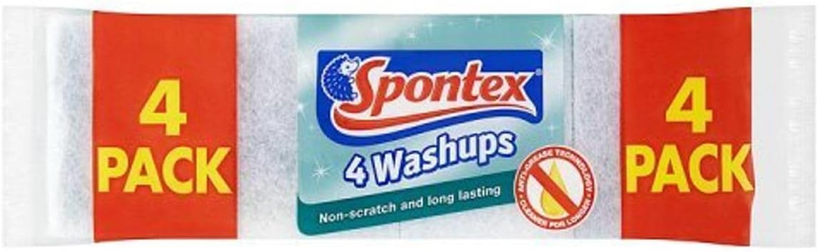 Spontex Washups Non Scratch Sponge Scourers, Pack of 4