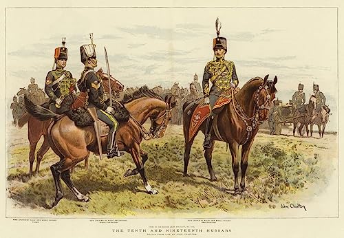 Peinture sur toile les dixième et dix-neuvième hussards John Charlton poster 58 x 90 cm sans cadre