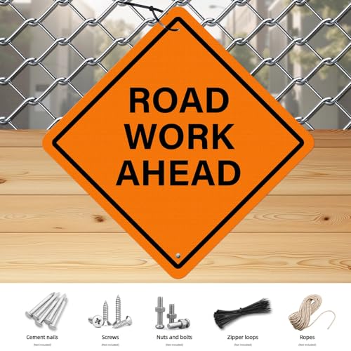 YIKIADA Road Work Ahead Sign 24 × 24 Inches Reflective Waterproof Fade Resistant Rust Free Aluminum Metal Safety Warning Signage with Pre-Drilled Holes for Outdoor Indoor Use by YIKIADA - Image 6