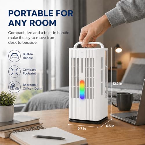 XAMATTS 1.7L Desktop Portable Air Conditioner Fan with LED Light, White by XAMATTS - Used condition - Image 2