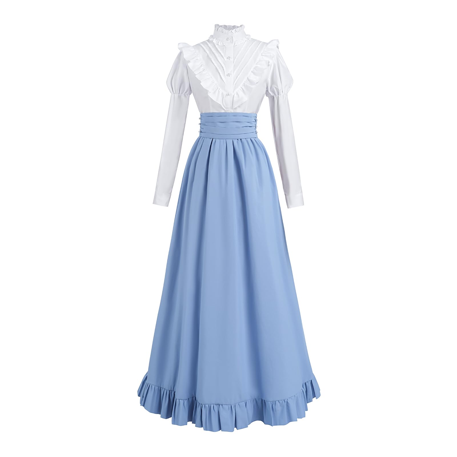 LTAKK Victorian Dress for Women 2-Piece Medieval Ball Gowns Lightblue XL