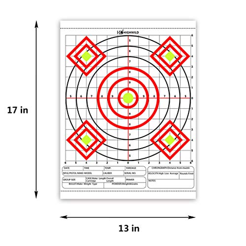 Highwild Paper Targets - Bullseye Target Sheet Paper - Practice For Firearms And Rifles Gun Shooting Outdoors - 13" X 17", 24 Pack #TOP3