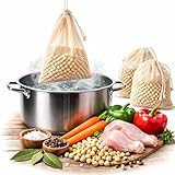 Set de 3 Mallas Para Cocer Garbanzos y Legumbres - Bolsa Para Cocinar Carne - Red Para Cocción De Legumbres - Malla De Cocina Para Cocer Garbanzos - 2 Mallas De 1 Kg, 1Kg y 2 Kg - Red Asar + QR cocina