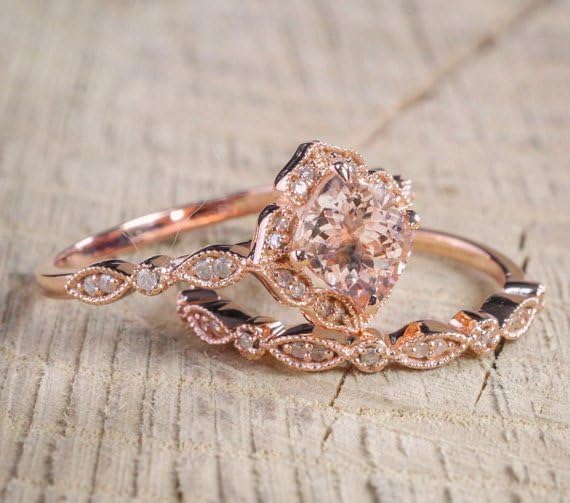 18k Rose Gold Ring Square Diamond Shining Engagement Ring Cubic Zirconia Bridal Promise Ring Set CZ Eternal Engagement Wedding Ring 2 Set Jewelry-Making-Patterns