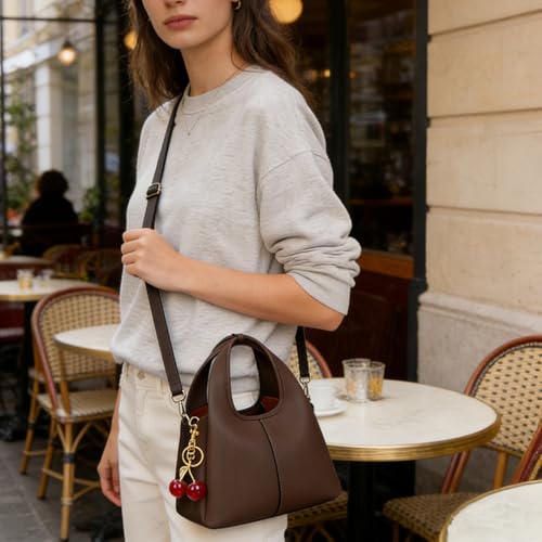 Image of Women's Top Handle Handbag Small Satchel Bags Trendy Hobo Purse Crossbody Bag Faux Leather Shoulder Bag Satchel Purse