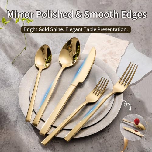 Gold Silverware Set for 8, 40-Piece 18/10 Stainless Steel Flatware by RYXWFG - Used condition - Image 4