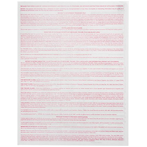 Image of 100 CMS 1500 Claim Forms, Current HCFA 02 /2012 New Version Valid for HCFA 1500 Claim Forms, Line Up with Billing Software, Laser Compatible