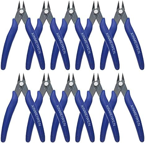 XINMEIWEN 10Pack Wire Cutters Precision Electronic Flush Cutters Mini Cutting Pliers for Ultra-fine Cutting Needs (Blue)