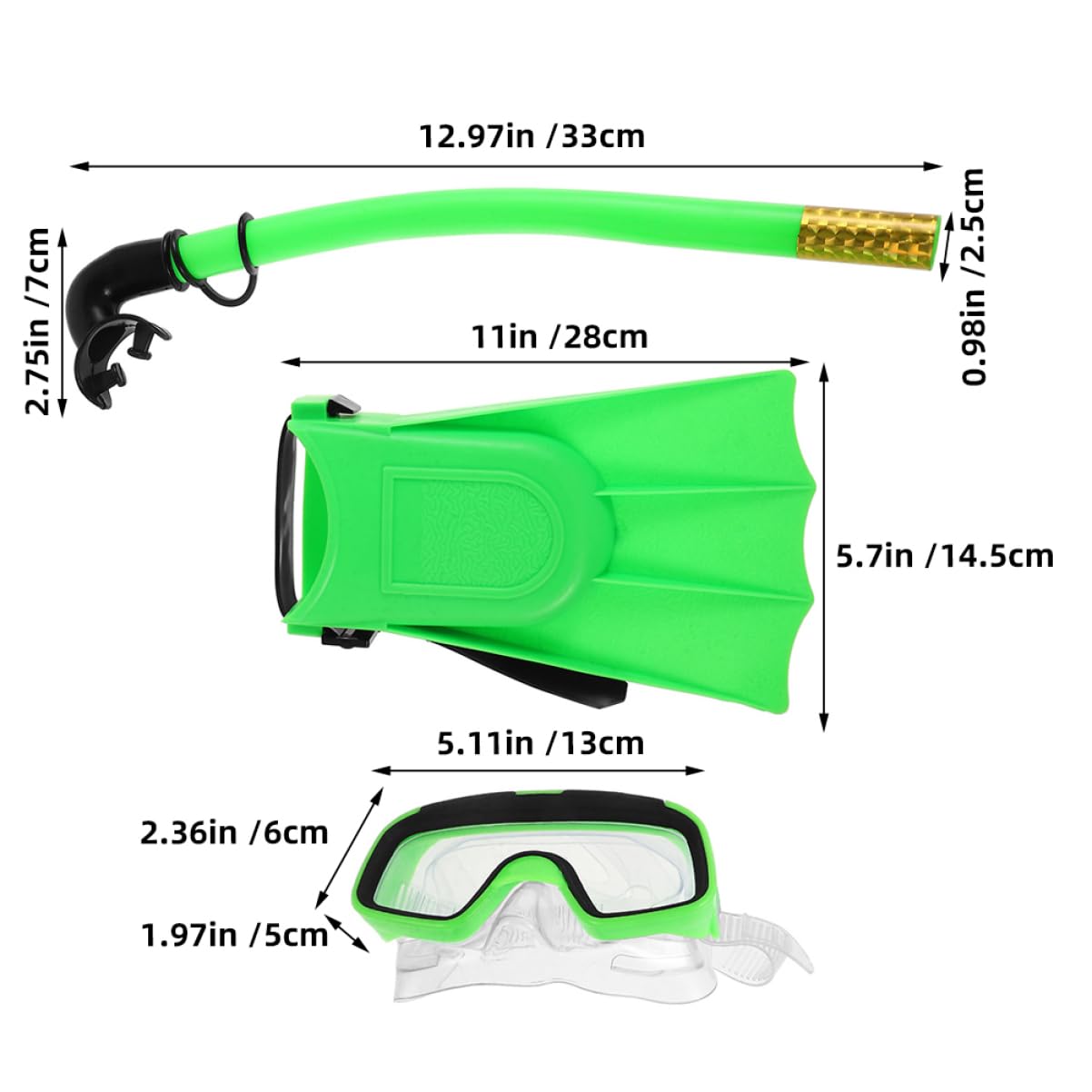 BCOATH 1 Set Youth Snorkeling Set with Anti-Fog Swim Goggles Snorkel Tube and Flippers Children Diving Gear for Summer Pool Ocean Adventures