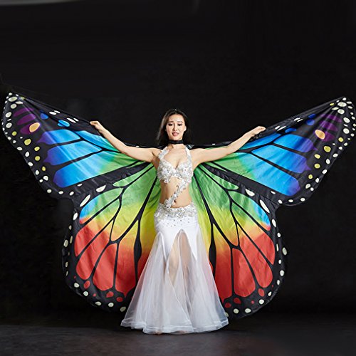 Munafie Belly Dance Wings Halloween Christmas Party Colorful Butterfly Wings Performance Costumes Sf1 #TOP4